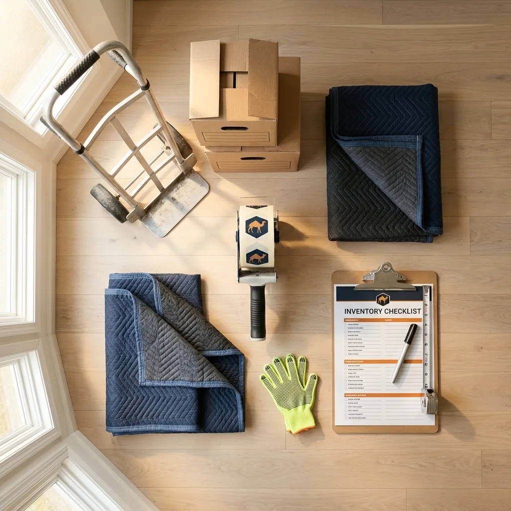 Professional moving supplies and packing materials layout for Indiana residential relocations